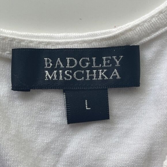 Badgley Mischka Lace Short Sleeve Pullover Top, Size L - Picture 3 of 10